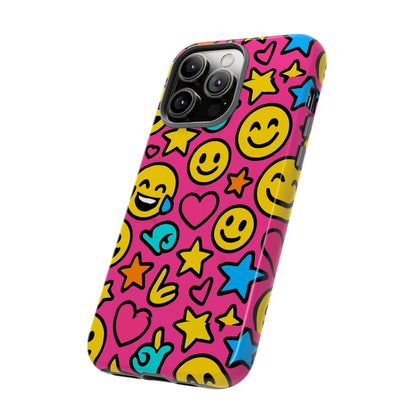 Vibrant Pink Emoji Phone Case with 3D Wrap Design for Stylish Protection Compatible with iPhone 13, 14, 15 & 16 – All Models Including Pro, Pro Max & Plus