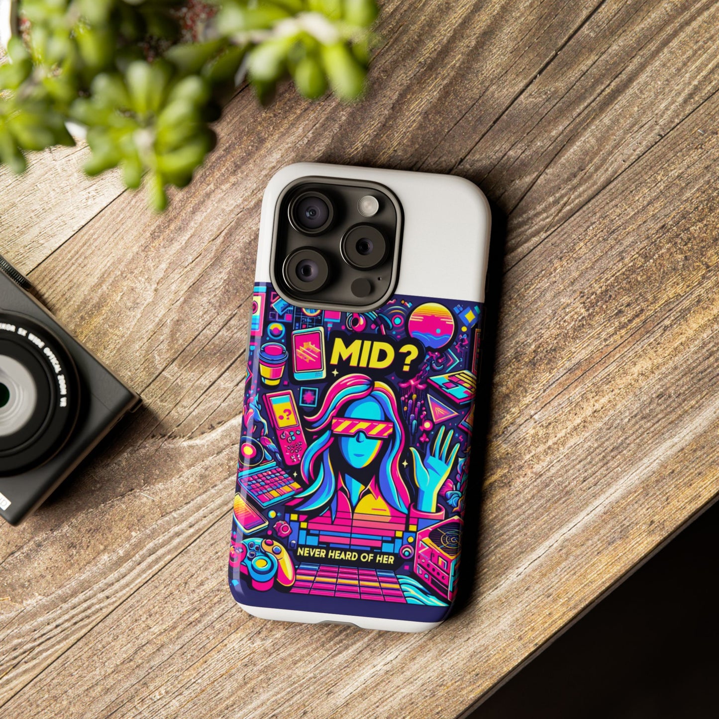 mid never heard of her 3d wrap protective phone case for fun retro style and shock absorption, ideal gift for tech enthusiasts and anime lovers