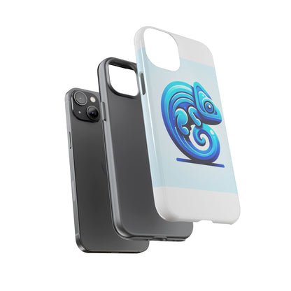 Vibrant 3D Chameleon Phone Case in Blue Retro Design for Stylish Protection – Compatible with iPhone 13, 14, 15 & 16 – all models including Pro, Pro Max & Plus