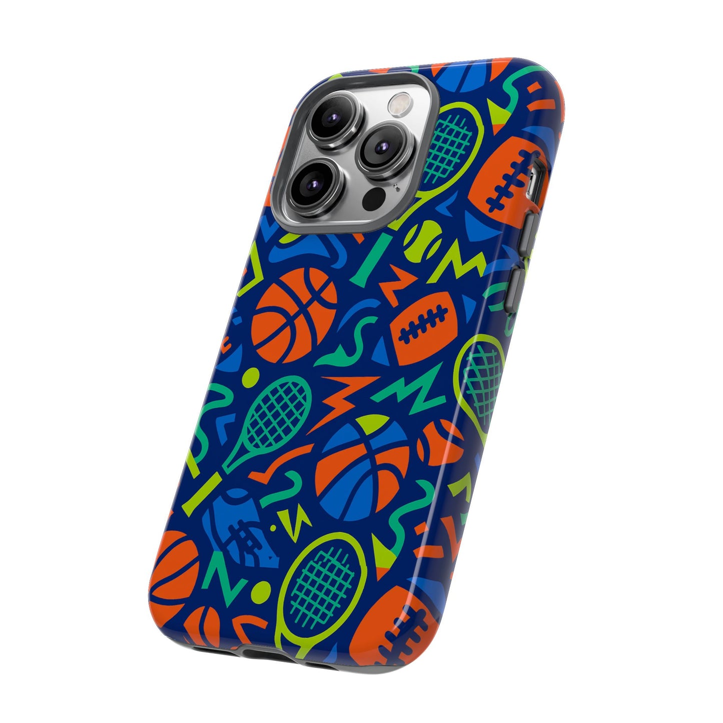 vibrant 3d sports pattern protective phone case for unisex – colourful accessory for stylish protection compatible with iphone 13, 14, 15 & 16 – all models including pro, pro max & plus