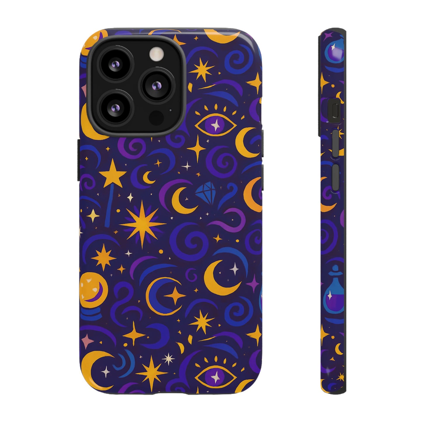 vibrant 3d cosmic design phone case for stylish protection with multicolour stars and swirls compatible with iphone 13, 14, 15 & 16 – all models including pro, pro max & plus