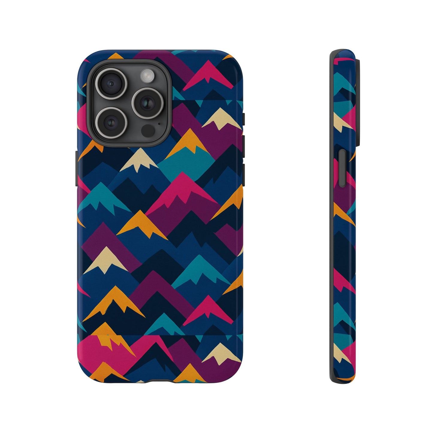 multicolour mountain geometric protective phone case – stylish accessory for unique self-expression compatible with iphone 13, 14, 15 & 16 – all models including pro, pro max & plus