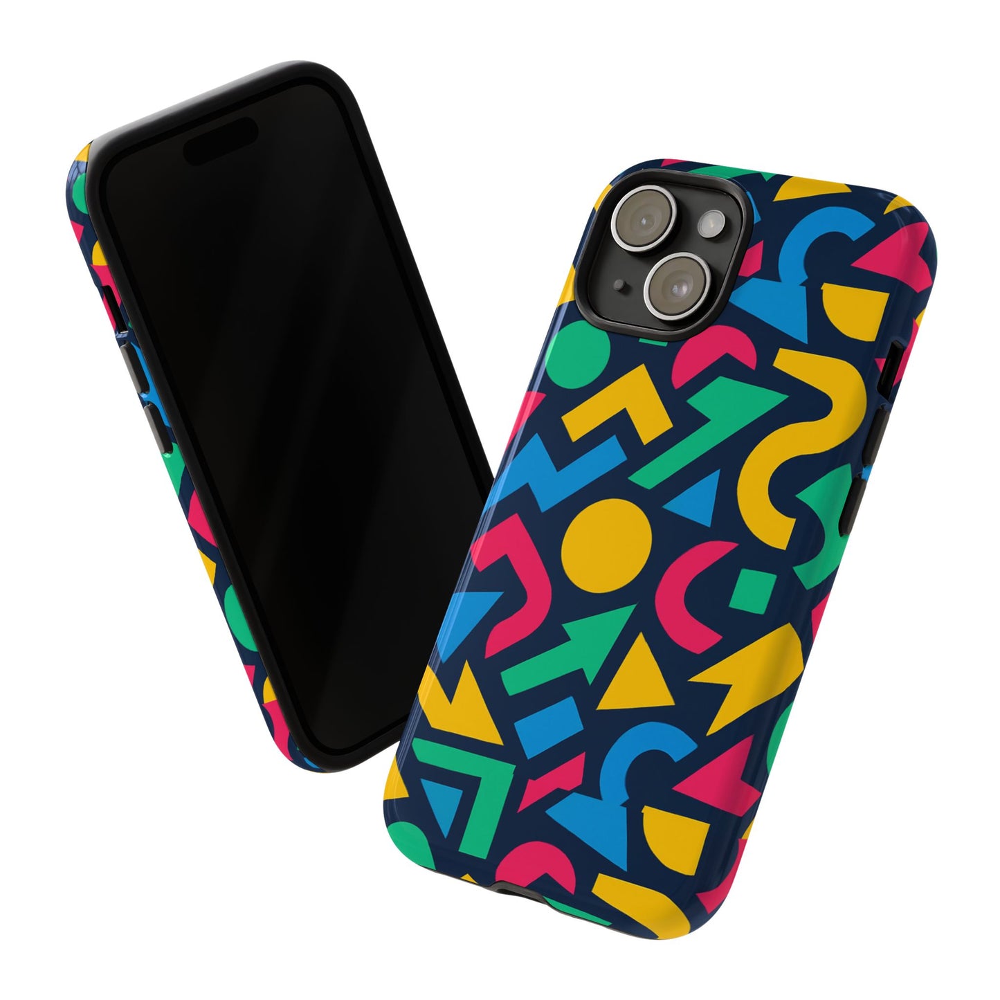 vibrant 3d geometric print phone case for men and women – stylish protection with multicolour design, compatible with iphone 13, 14, 15 & 16 – all models including pro, pro max & plus
