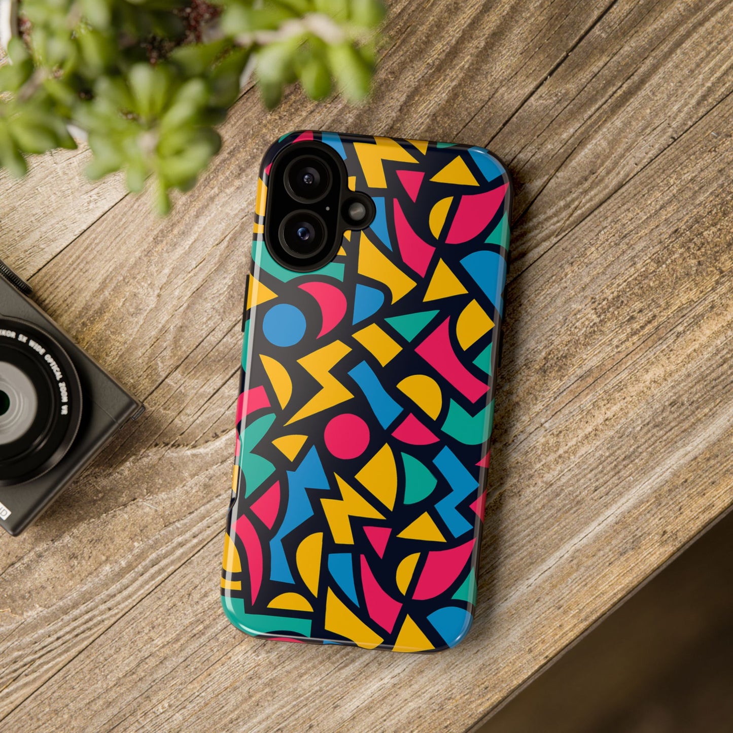 vibrant retro aesthetic phone case – stylish protection in multicolour design – compatible with iphone 13, 14, 15 & 16 – all models including pro, pro max & plus