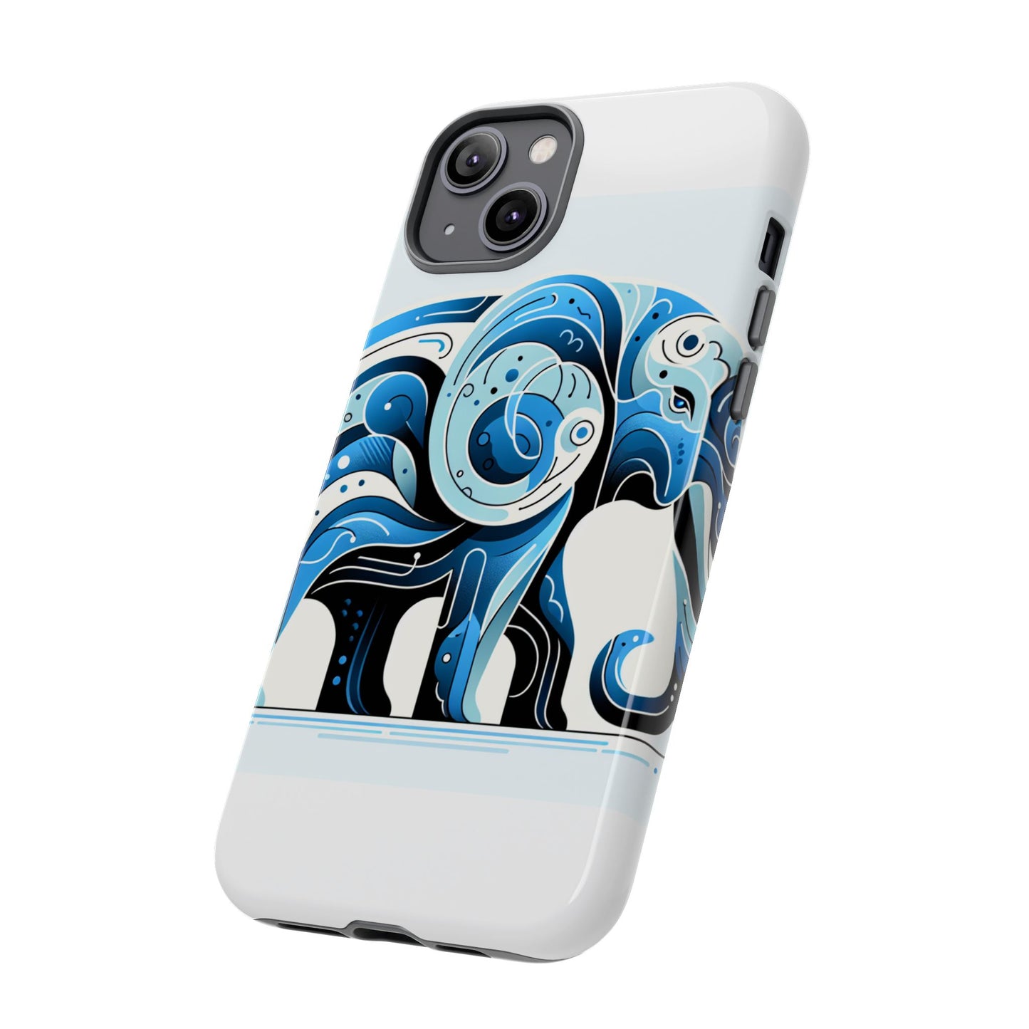 vibrant 3d blue elephant design protective phone case – unique abstract art style for stylish protection compatible with iphone 13, 14, 15 & 16 – all models including pro, pro max & plus