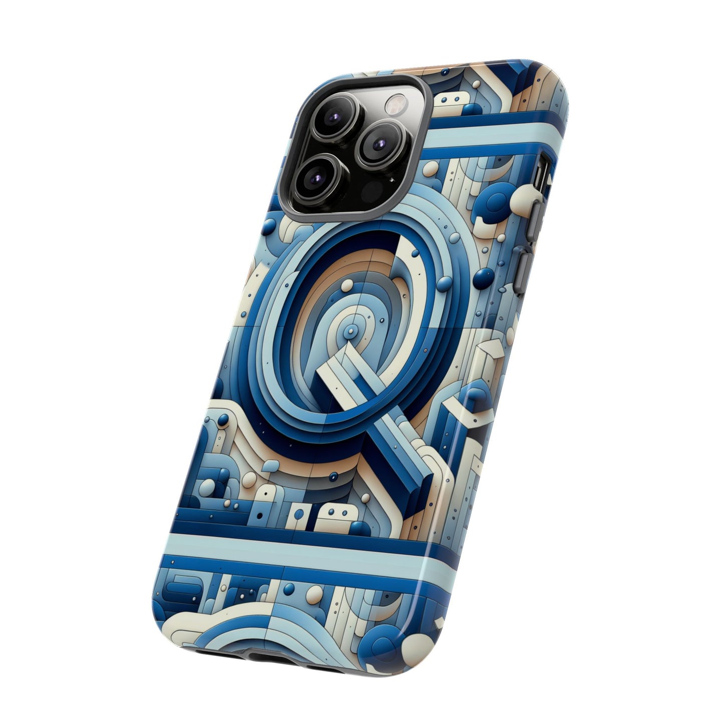 blue alphabet q phone case for android and iphone durable shockproof protective cover with 3d wrap design