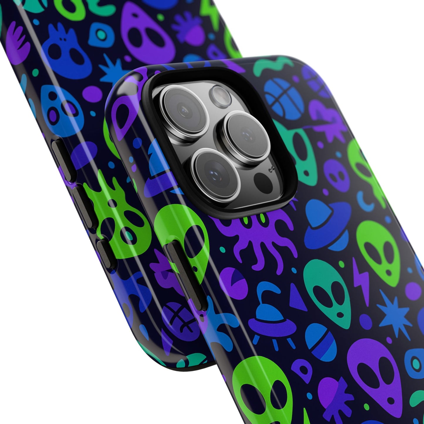 vibrant 3d alien and space design protective phone case for unisex smartphone accessories compatible with iphone 13, 14, 15 & 16 – all models including pro, pro max & plus