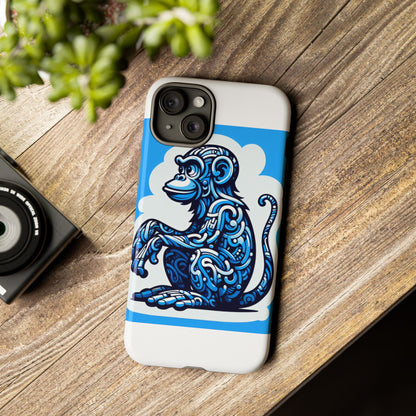 Vibrant 3D Monkey Design Phone Case in Blue – Stylish Protection for Smartphones Compatible with iPhone 13, 14, 15 & 16 – All Models Including Pro, Pro Max & Plus
