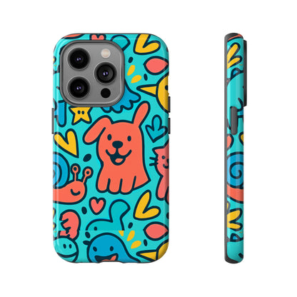 Vibrant Colourful Protective Phone Case with Fun Animal Cartoon Design – Stylish Protection for Kids and Adults Compatible with iPhone 13, 14, 15 & 16 – All Models Including Pro, Pro Max & Plus