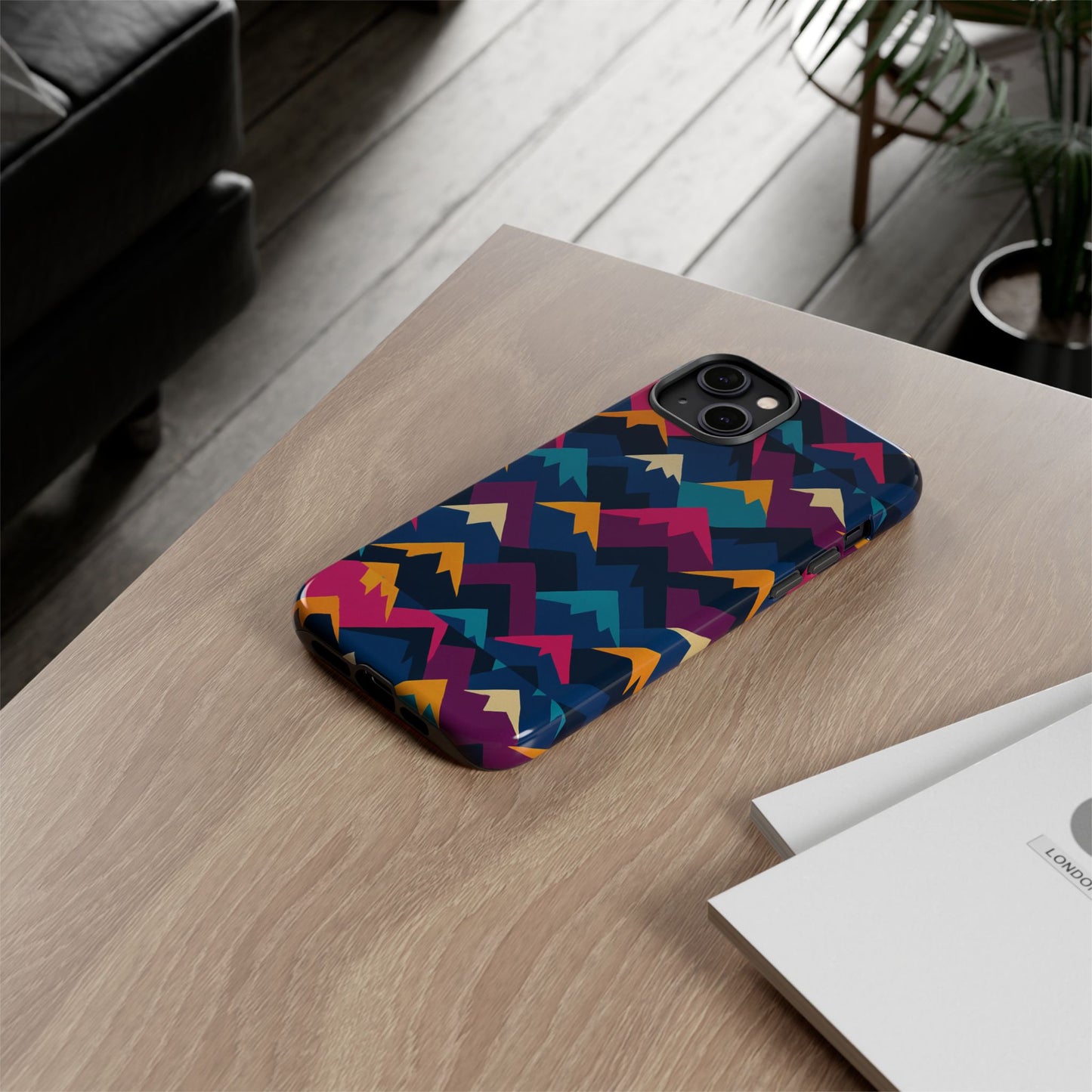 multicolour mountain geometric protective phone case – stylish accessory for unique self-expression compatible with iphone 13, 14, 15 & 16 – all models including pro, pro max & plus