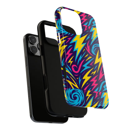 Vibrant Retro Lightning Bolt Protective Phone Case with 3D Design for Fashion Lovers Compatible with iPhone 13, 14, 15 & 16 – all models including Pro, Pro Max & Plus