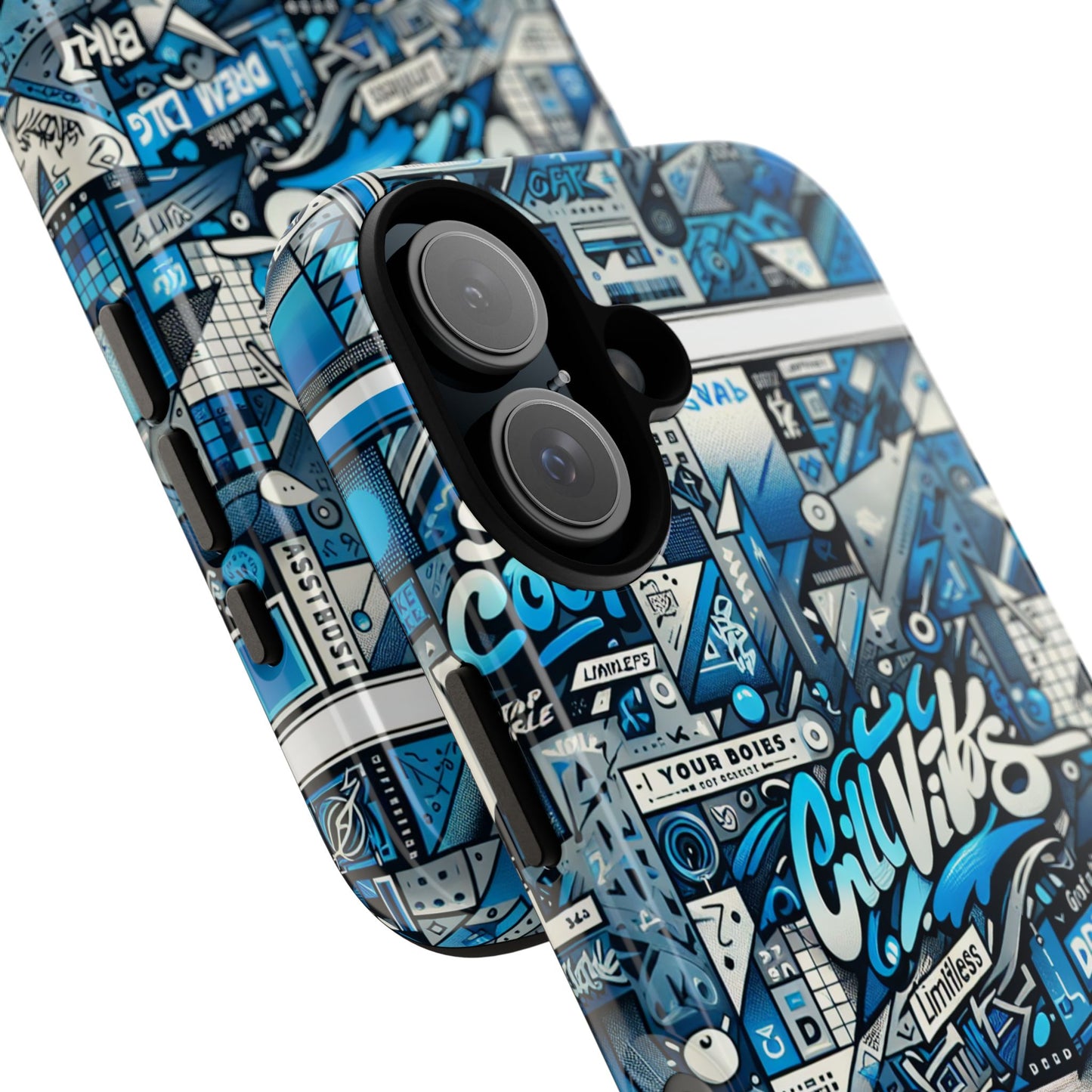 vibrant 3d wrap protective phone case in retro blue aesthetic for stylish protection compatible with iphone 13, 14, 15 & 16 – all models including pro, pro max & plus