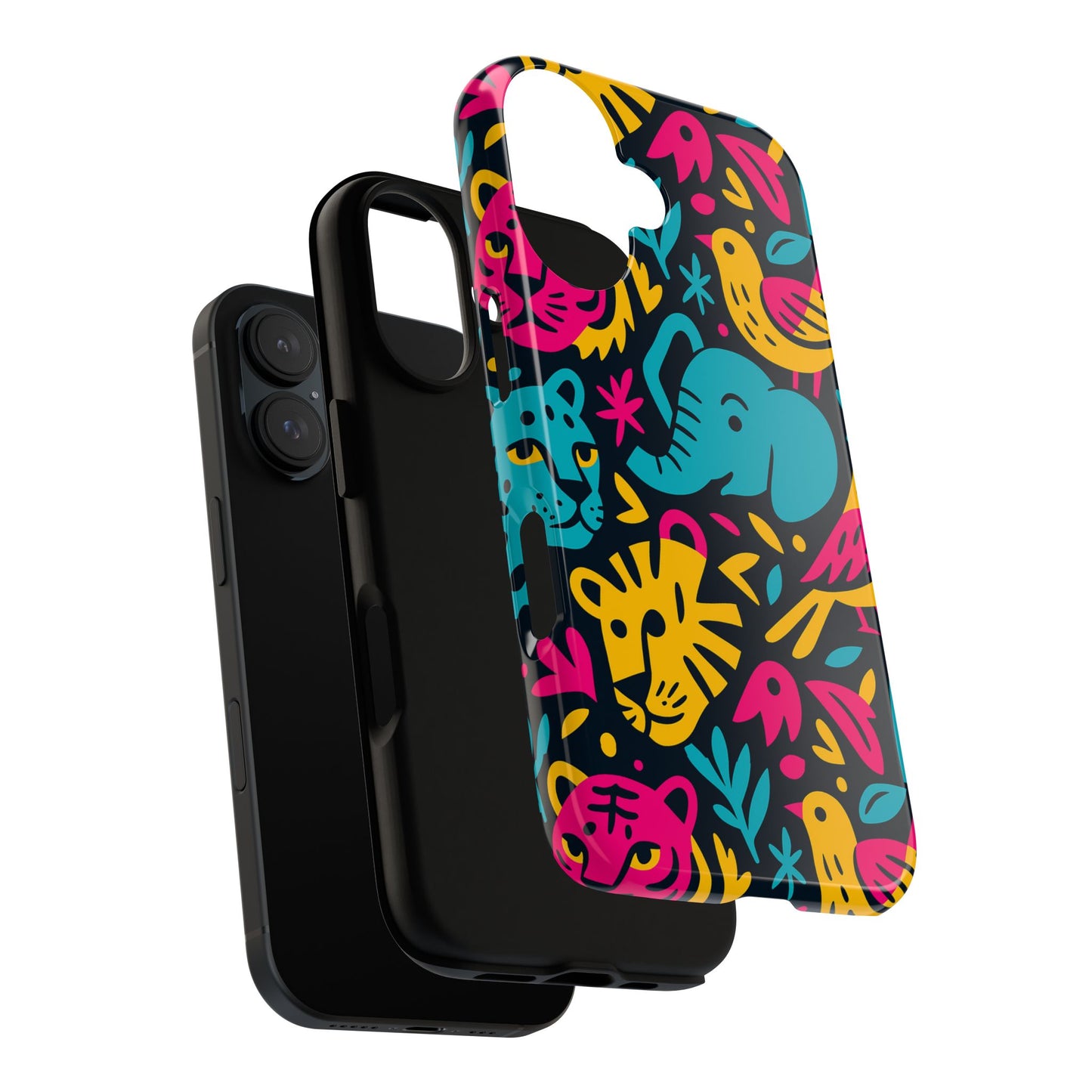 vibrant 3d animal print protective phone case colourful design for stylish protection compatible with iphone 13, 14, 15 & 16 – all models including pro, pro max & plus