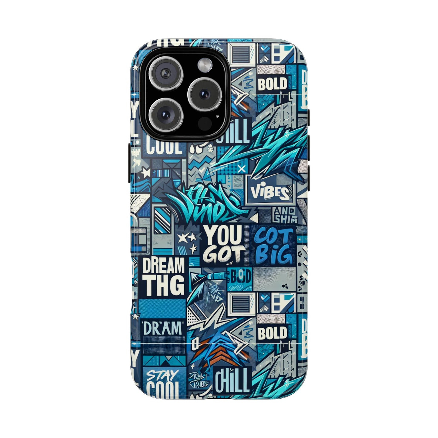 vibrant 3d wrap protective phone case in blue with playful graphic design for stylish protection – compatible with iphone 13, 14, 15 & 16 – all models including pro, pro max & plus