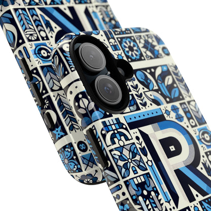 Blue Alphabet R Phone Case with 3D Wrap and Shock Absorption for Kids and Teenagers
