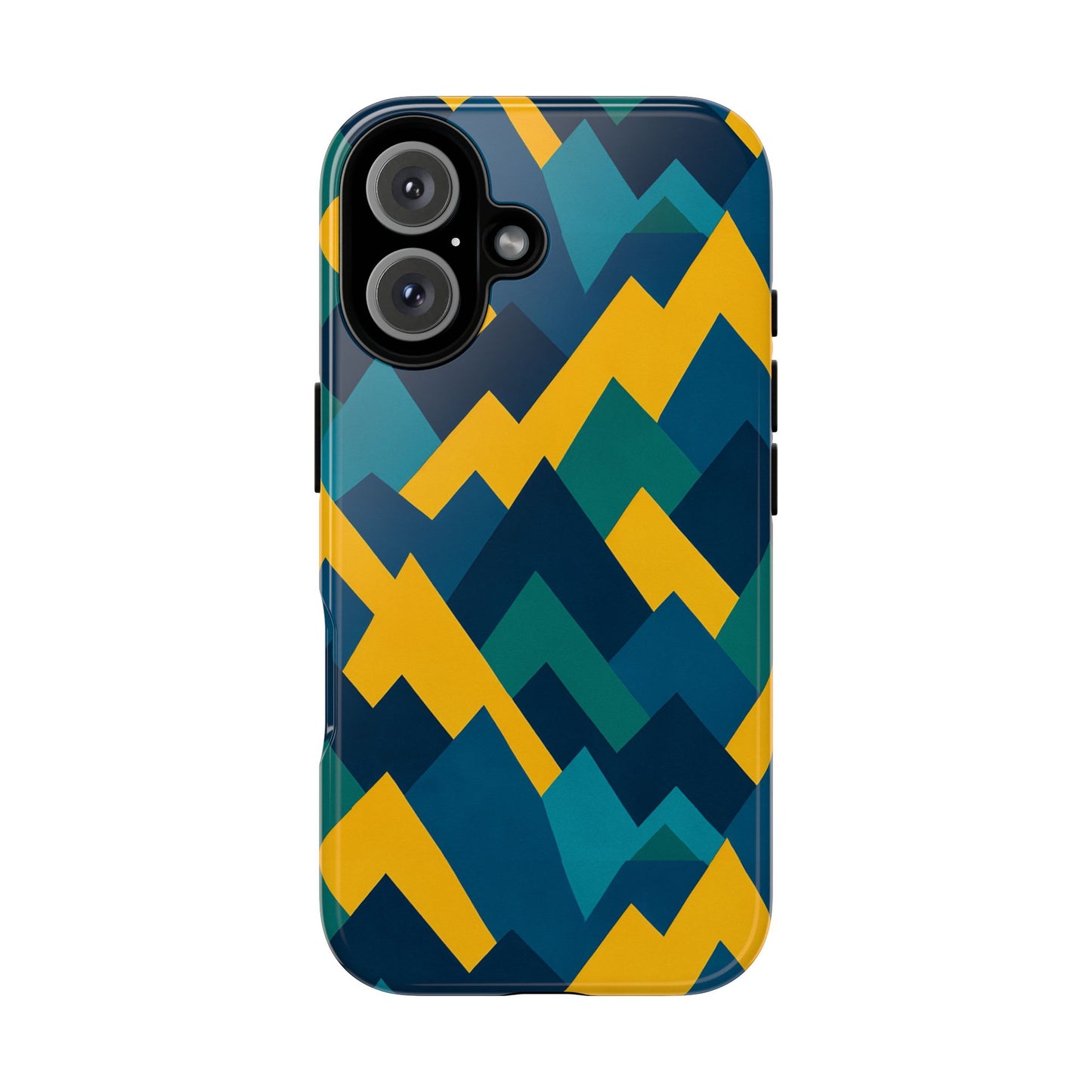 vibrant geometric mountain design protective phone case for unique style and durable protection compatible with iphone 13, 14, 15 & 16 – all models including pro, pro max & plus