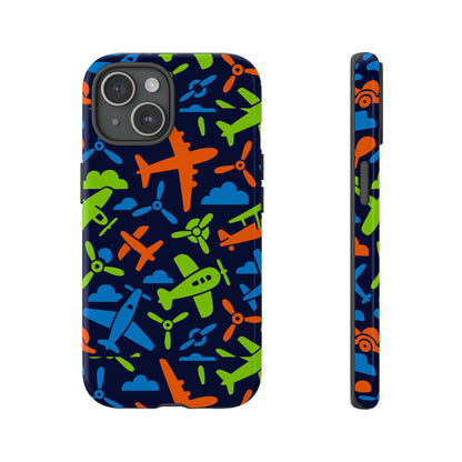 Vibrant Airplane Pattern Protective Phone Case for Colourful Accessory Durable Design Compatible with iPhone 13, 14, 15 & 16 – all models including Pro, Pro Max & Plus