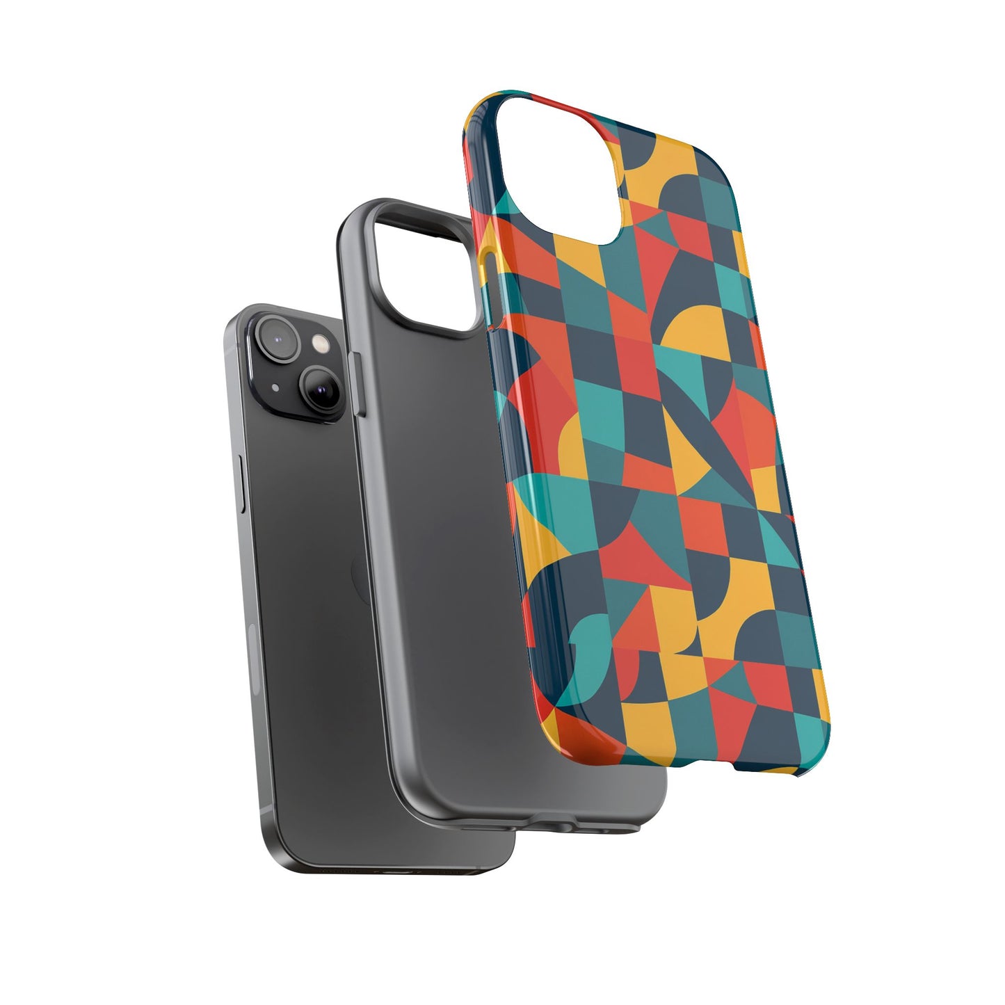 vibrant multicolour geometric 3d wrap phone case for stylish protection and unique expression compatible with iphone 13, 14, 15 & 16 – all models including pro, pro max & plus