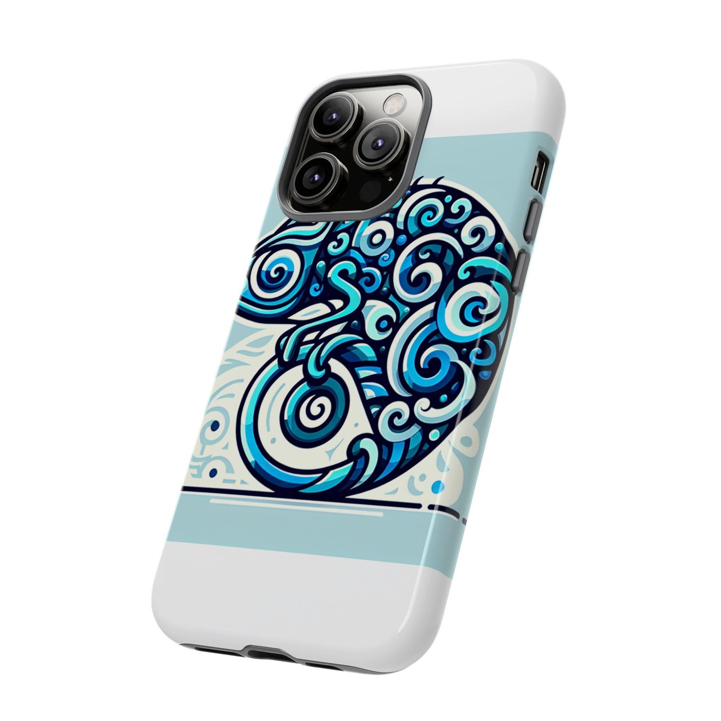 vibrant 3d wrap protective phone case with playful chameleon design in blue – unique accessory for self-expression compatible with iphone 13, 14, 15 & 16 – all models including pro, pro max & plus