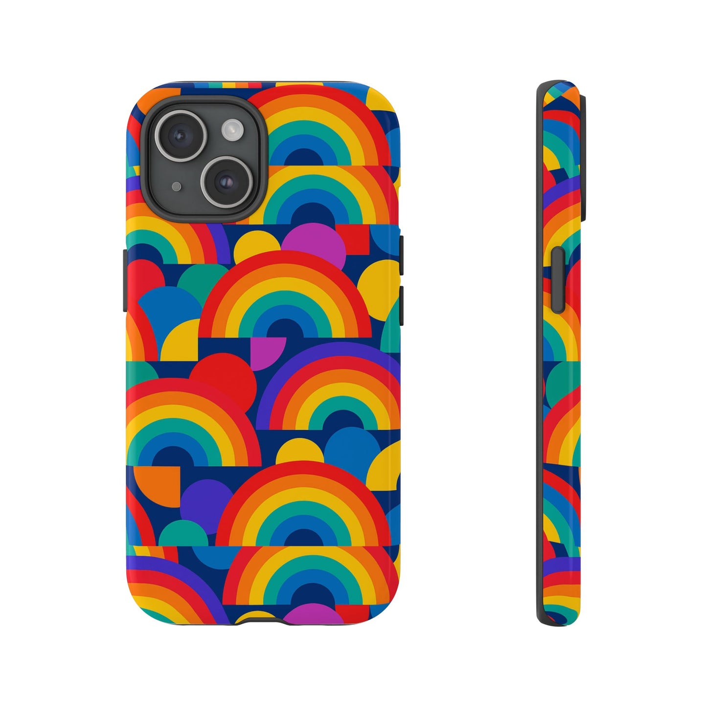 multicolour rainbow design protective phone case – stylish 3d wrap finish for unique expression – compatible with iphone 13, 14, 15 & 16 – all models including pro, pro max & plus