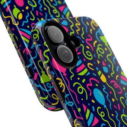 Vibrant 3D Wrap Protective Phone Case with Multicolour Party Design for Playful Smartphone Accessories Compatible with iPhone 13, 14, 15 & 16 – all models including Pro, Pro Max & Plus