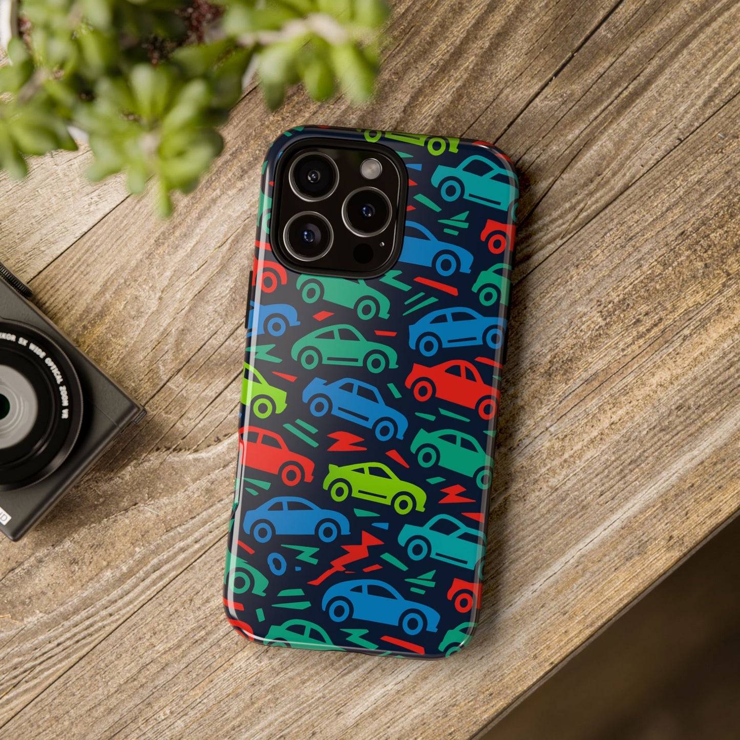 vibrant retro automotive design protective phone case for kids and adults – colourful 3d wrap style – stylish protection compatible with iphone 13, 14, 15 & 16 – all models including pro, pro max & plus