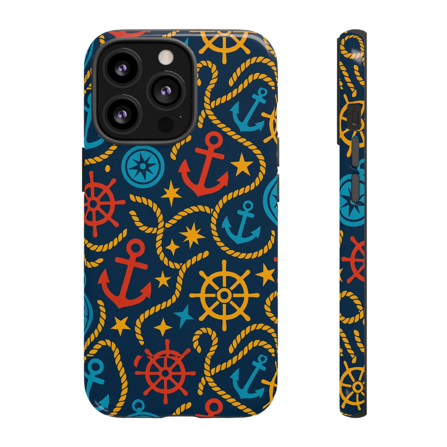 nautical multicolor phone case with 3d wrap design for stylish protection compatible with iphone 13, 14, 15 & 16 – all models including pro, pro max & plus
