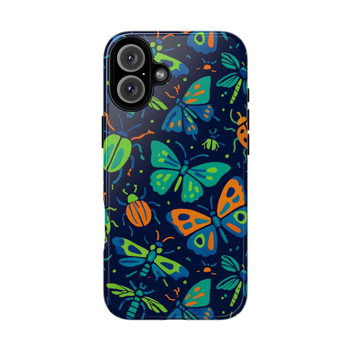 vibrant insect pattern protective phone case for stylish protection – multicolour 3d design compatible with iphone 13, 14, 15 & 16 – all models including pro, pro max & plus