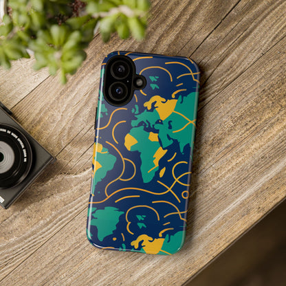 Multicolour Geometric Map 3D Wrap Protective Phone Case for Men and Women, Stylish Shockproof Accessory, Compatible with iPhone 13, 14, 15 & 16 – all models including Pro, Pro Max & Plus