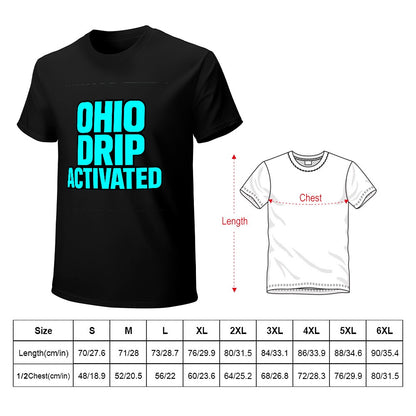 Men's T-Shirt 100% Cotton OHIO DRIP Activated Graphic Tee, Soft Breathable Fabric, Stylish Design for Casual Wear, Fitness, and Everyday Comfort, Perfect for Trendsetters and Fashion Lovers