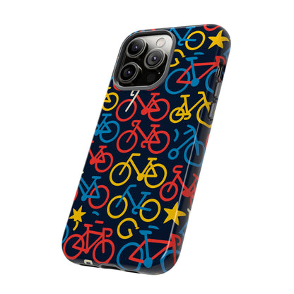 Multicolor Bicycle Pattern Protective Phone Case – Vibrant 3D Design for Stylish Protection – Compatible with iPhone 13, 14, 15 & 16 – All Models Including Pro, Pro Max & Plus