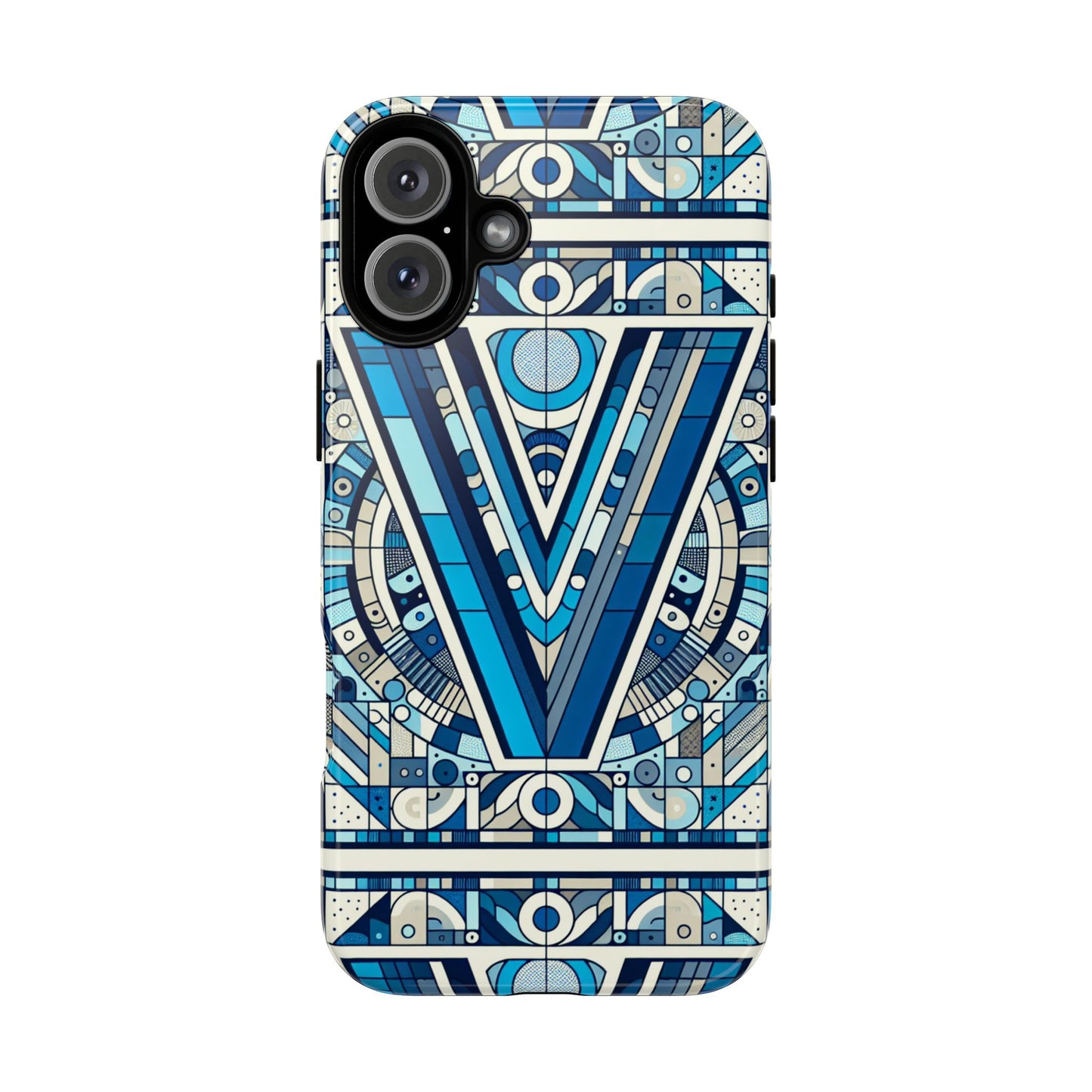 blue alphabet letter v phone case for men women kids durable shockproof cartoon anime style gift