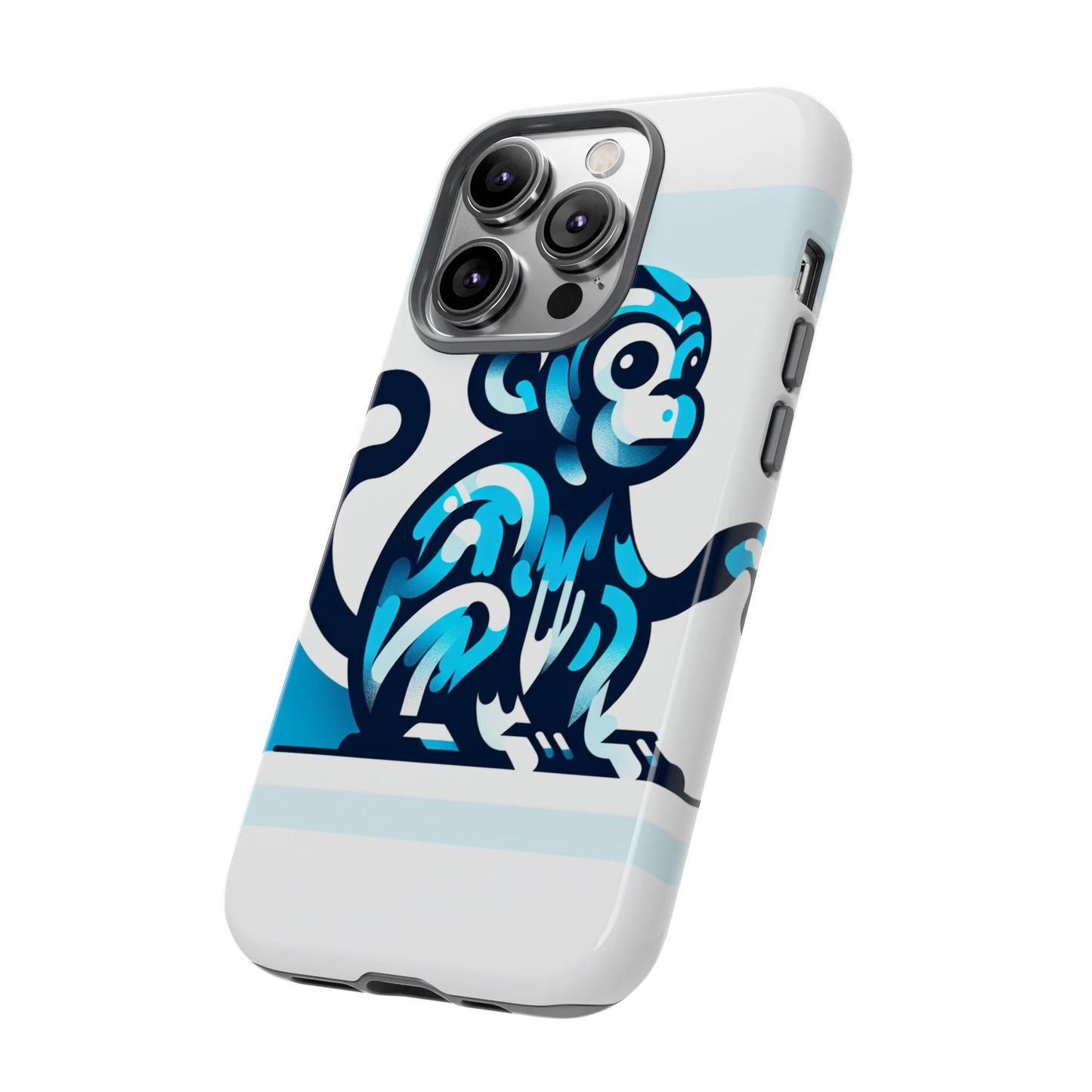 vibrant 3d monkey-inspired phone case for stylish protection in blue – unisex design compatible with iphone 13, 14, 15 & 16 – all models including pro, pro max & plus