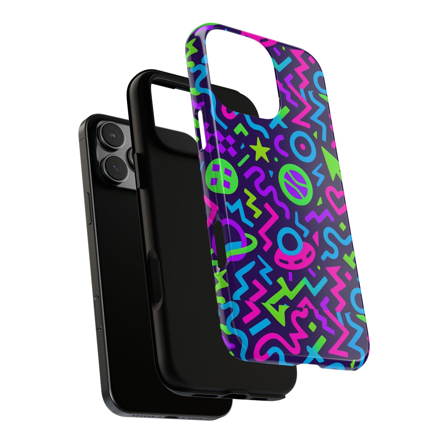 vibrant y2k abstract protective phone case with 3d wrap design for bold aesthetic compatible with iphone 13, 14, 15 & 16 – all models including pro, pro max & plus