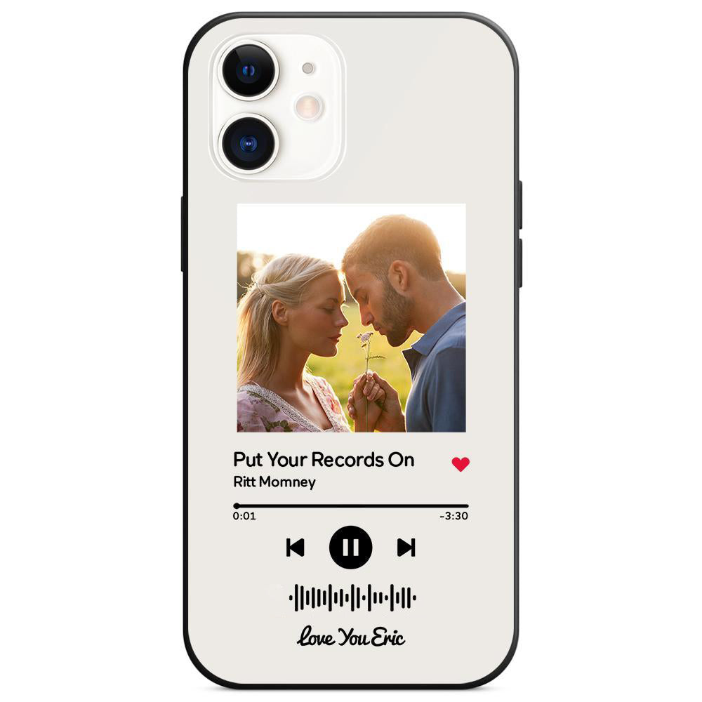 custom scannable music code glass iphone cases with picture for iphone series, slim lightweight design, anti-drop protection, easy clean, wireless charging compatible