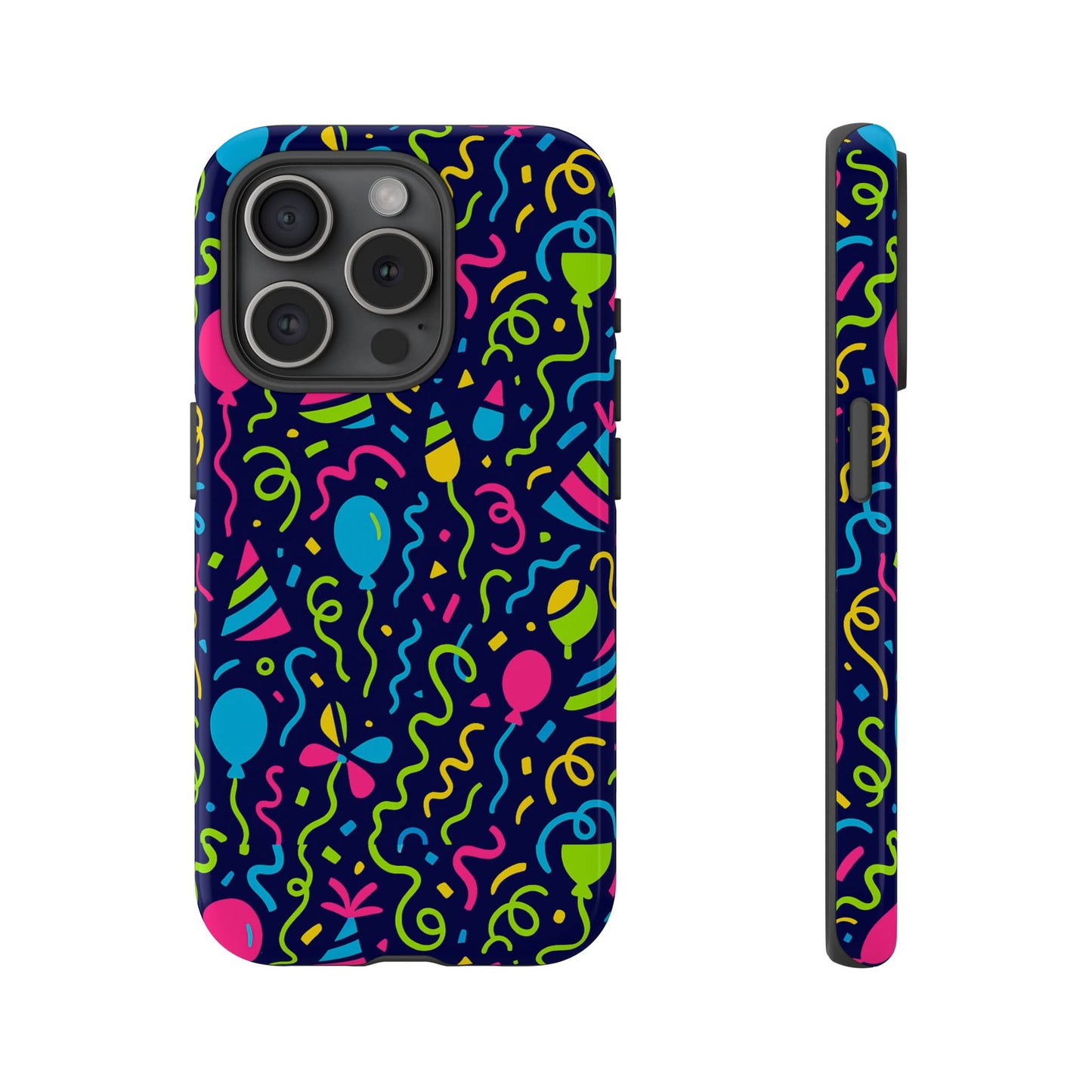 vibrant 3d wrap protective phone case with multicolour party design for playful smartphone accessories compatible with iphone 13, 14, 15 & 16 – all models including pro, pro max & plus
