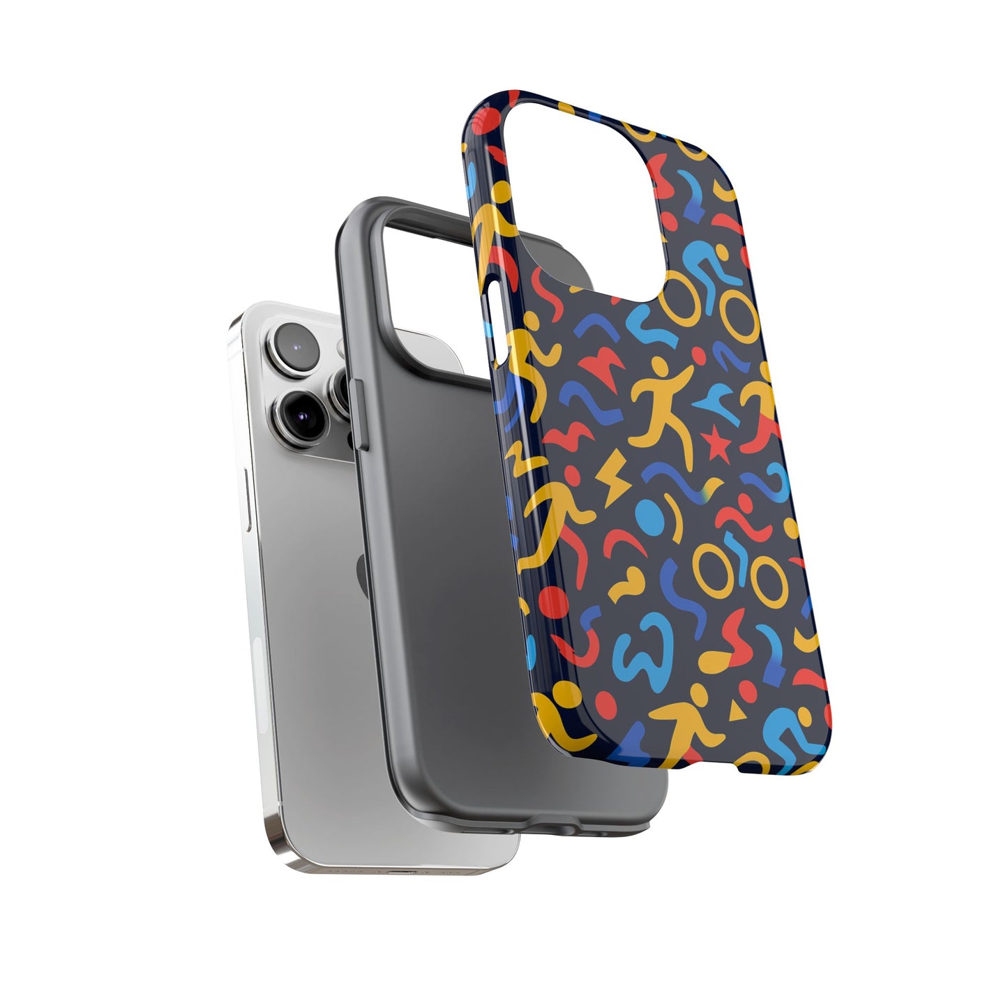 vibrant abstract 3d wrap protective phone case in multicolour design for unisex fashion accessory compatible with iphone 13, 14, 15 & 16 – all models including pro, pro max & plus