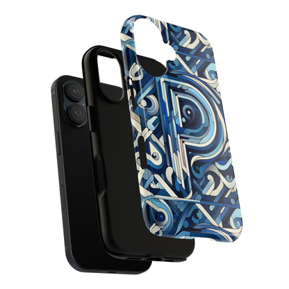 Blue Alphabet P Phone Case with 3D Wrap Design for Kids and Teens Durable Shockproof Protective Cover for Smartphones