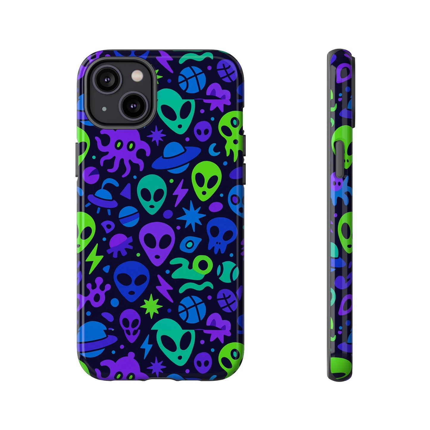 vibrant 3d alien and space design protective phone case for unisex smartphone accessories compatible with iphone 13, 14, 15 & 16 – all models including pro, pro max & plus