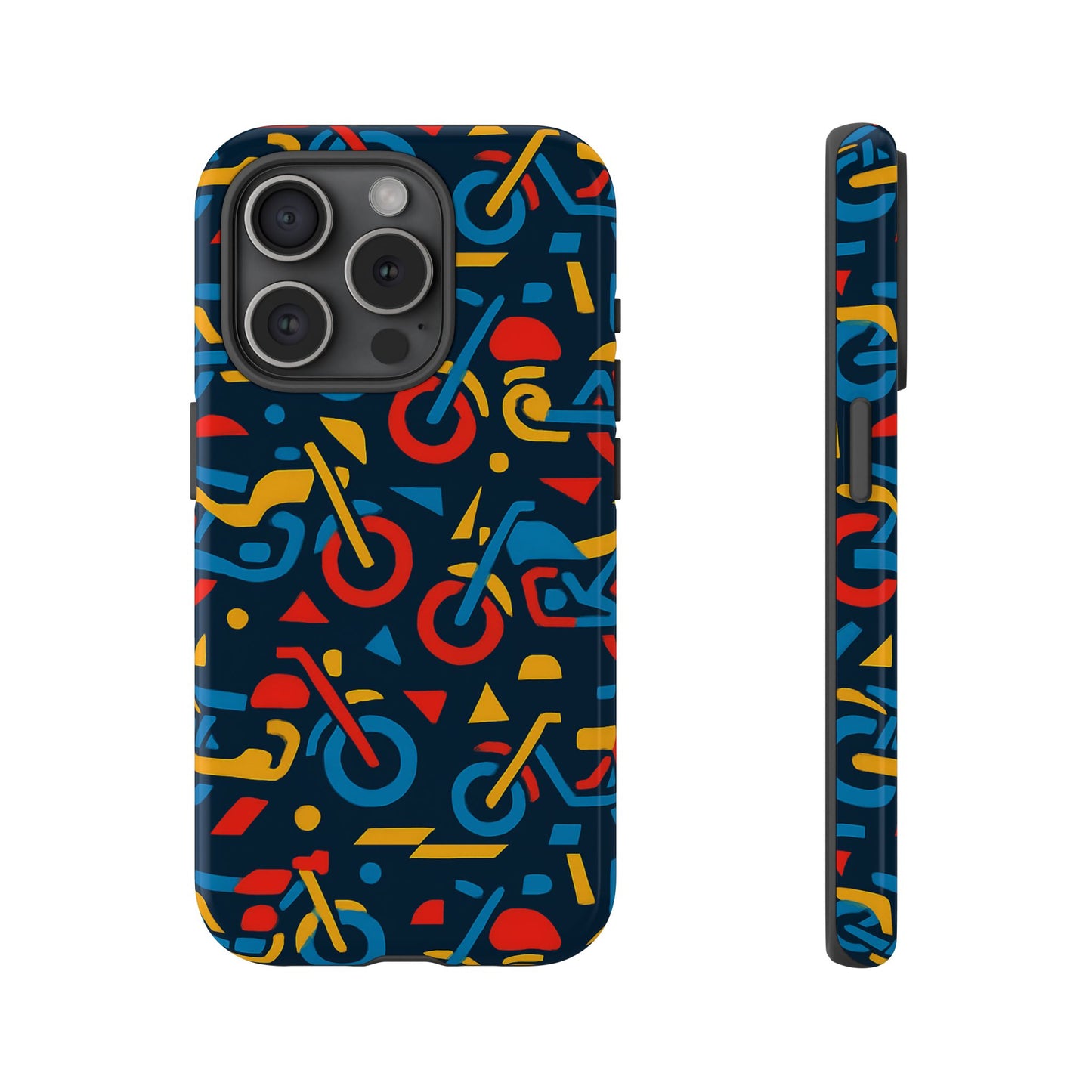 multicolour motorcycle phone case – vibrant art design for stylish protection – compatible with iphone 13, 14, 15 & 16 – all models including pro, pro max & plus