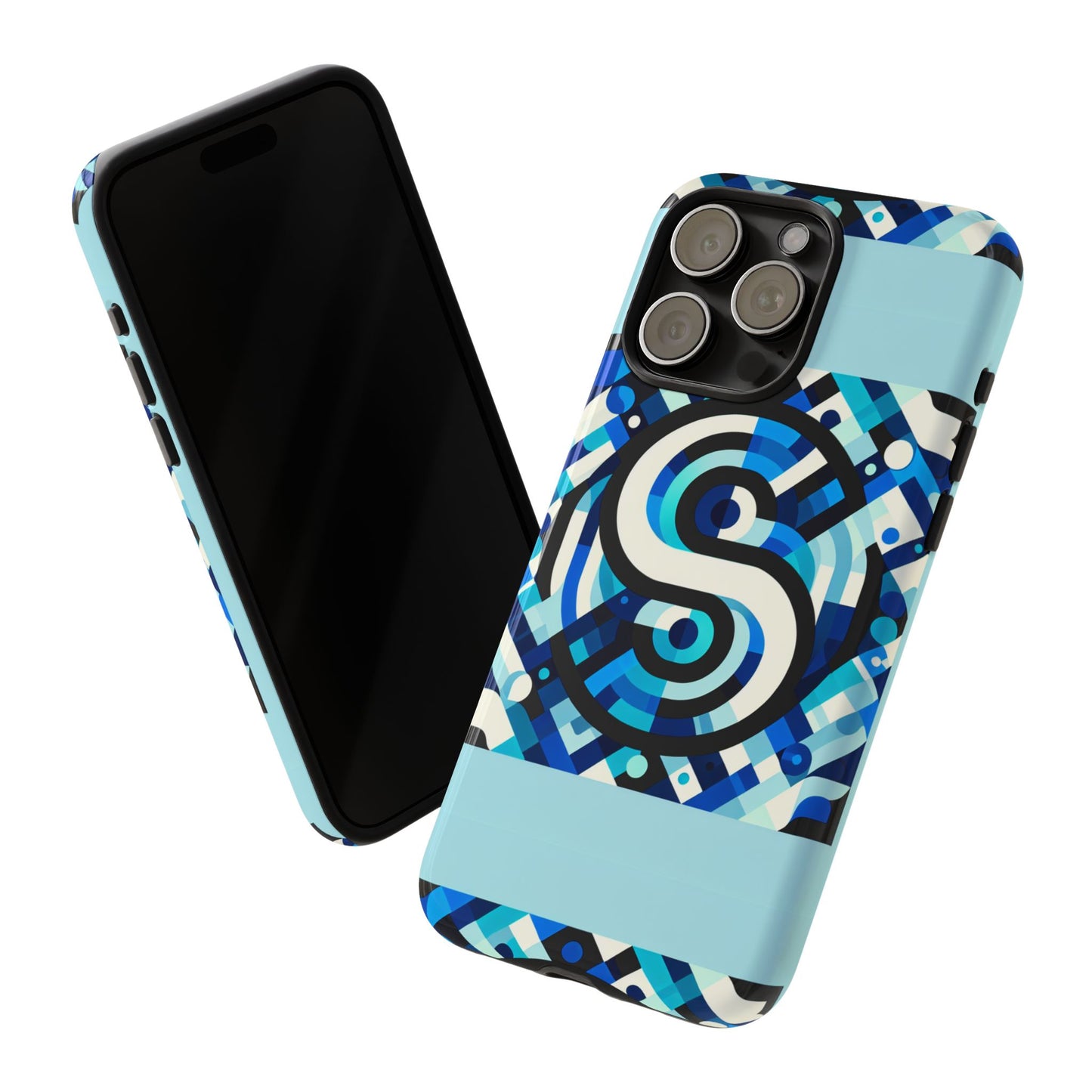 letter blue alphabet s phone case with 3d wrap design for stylish protection and unique retro anime comic style
