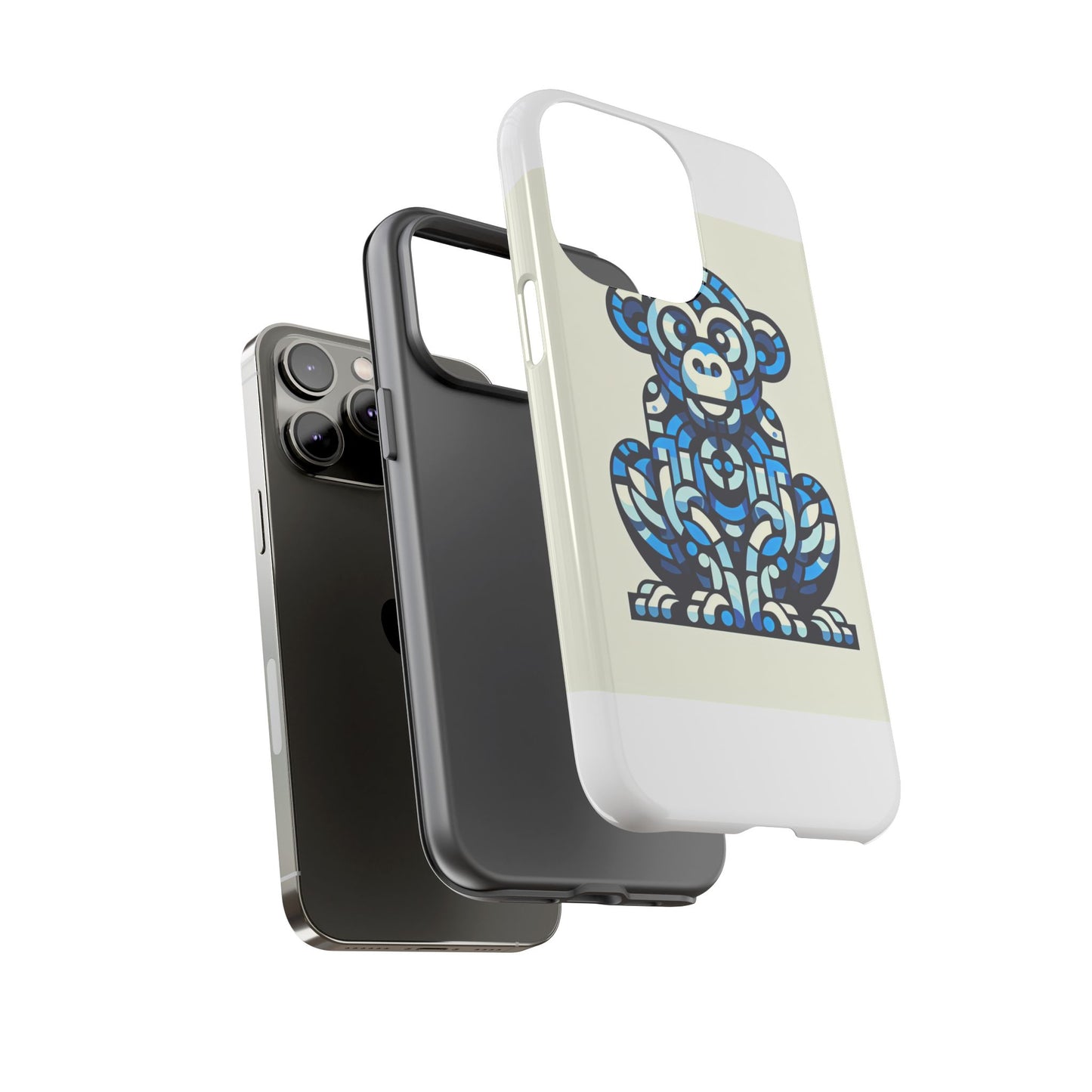 vibrant blue 3d wrap phone case with playful monkey design for creative individuals compatible with iphone 13, 14, 15 & 16 – all models including pro, pro max & plus