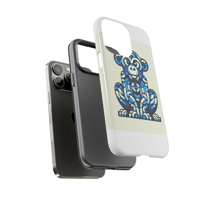 Vibrant Blue 3D Wrap Phone Case with Playful Monkey Design for Creative Individuals Compatible with iPhone 13, 14, 15 & 16 – all models including Pro, Pro Max & Plus