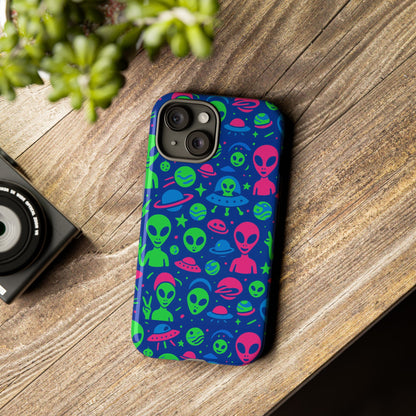 Vibrant Multicolour Alien 3D Wrap Phone Case in Retro Anime Style for Stylish Protection Compatible with iPhone 13, 14, 15 & 16 – all models including Pro, Pro Max & Plus