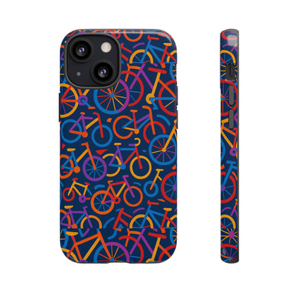 Multicolour 3D Bicycle Pattern Protective Phone Case Stylish Design for Creative Individuals Compatible with iPhone 13, 14, 15 & 16 – all models including Pro, Pro Max & Plus