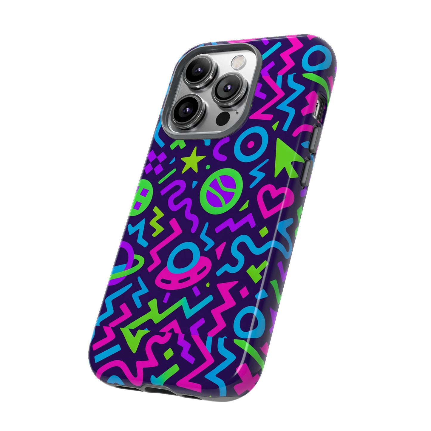vibrant y2k abstract protective phone case with 3d wrap design for bold aesthetic compatible with iphone 13, 14, 15 & 16 – all models including pro, pro max & plus