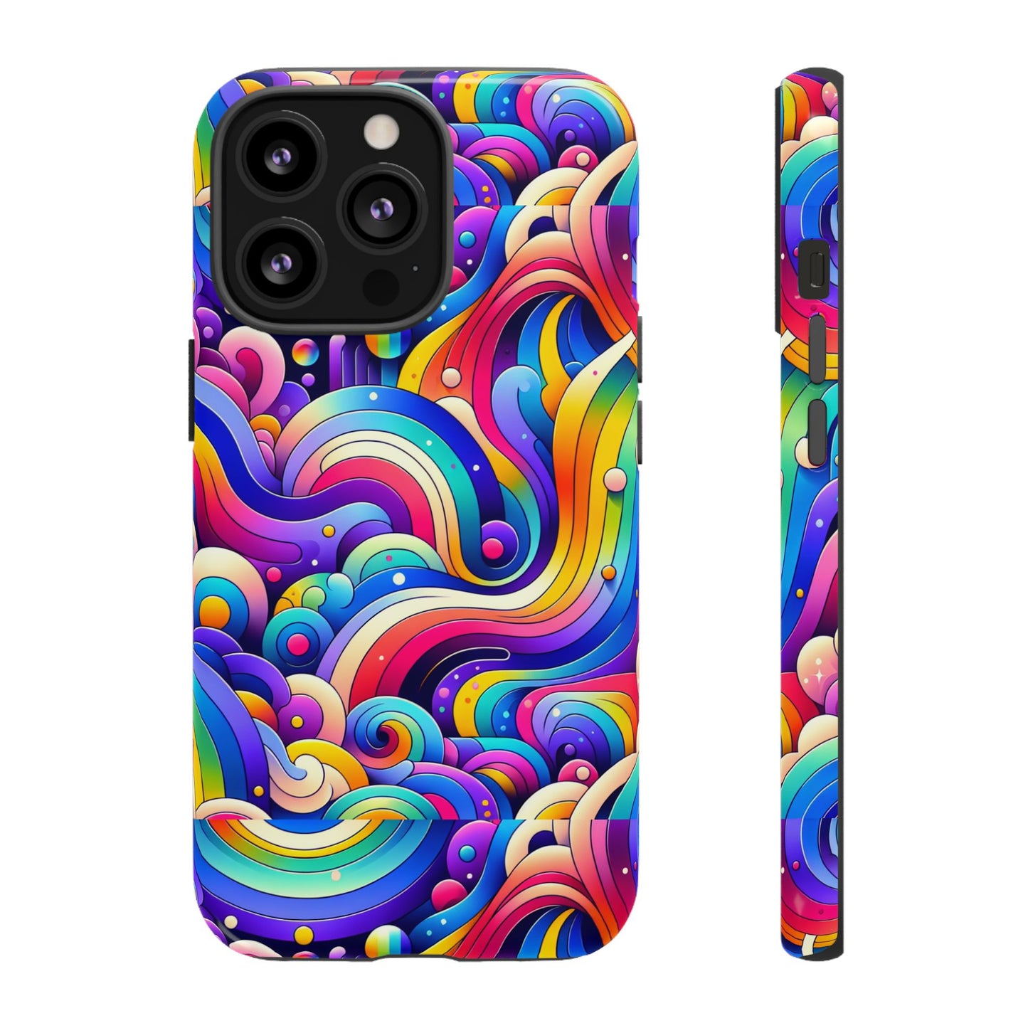 pattern image 4 vibrant shockproof phone case for anime and comic fans - colourful abstract design compatible with iphone 13, 14, 15 & 16 – all models including pro, pro max & plus