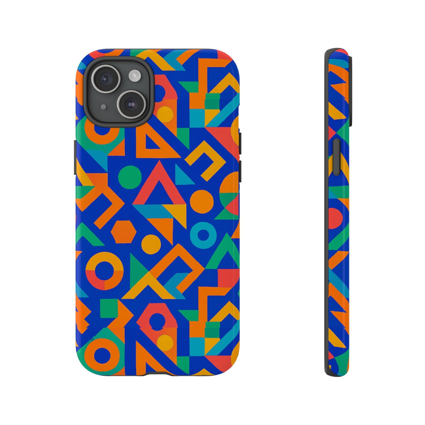 multicolour geometric 3d wrap protective phone case – vibrant accessory for creative individuals compatible with iphone 13, 14, 15 & 16 – all models including pro, pro max & plus