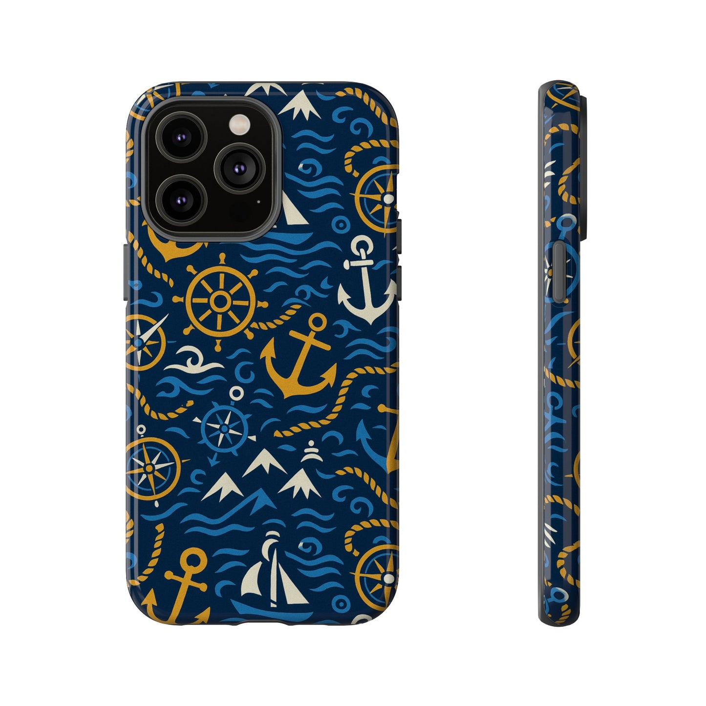 vibrant nautical blue phone case with 3d anchor design for stylish protection compatible with iphone 13, 14, 15 & 16 – all models including pro, pro max & plus