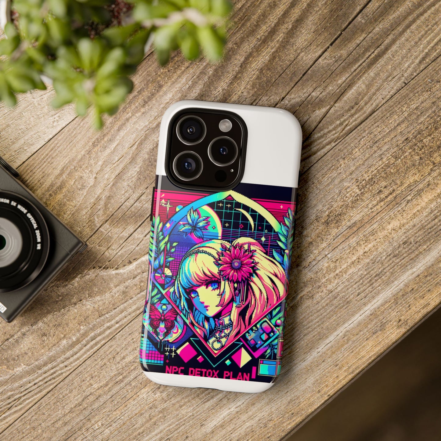 npc detox plan - vibrant protective phone case for anime and comic lovers, durable shock absorption, uv protected, glossy or matte finish